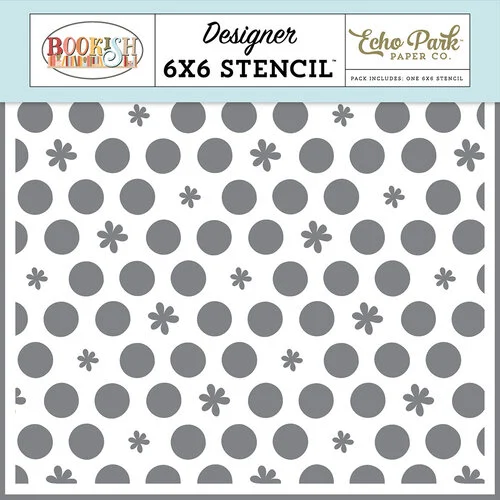 Echo Park - Bookish Collection - 6 x 6 Stencil - Dots And Flowers