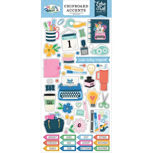 Echo Park - Plan On It Collection - Chipboard Embellishments - Accents 1 Echo Park - Plan On It Collection - Chipboard Embellishments - Accents