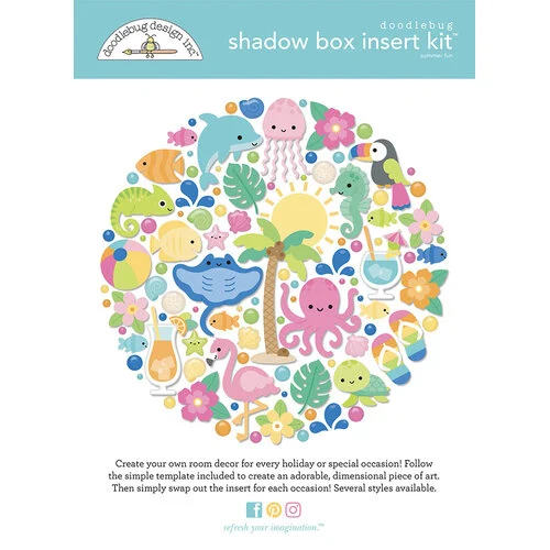 Doodlebug Design - Summer Fun Collection - Shadow Box Insert Kit 1 Doodlebug Design - Summer Fun Collection - Shadow Box Insert Kit