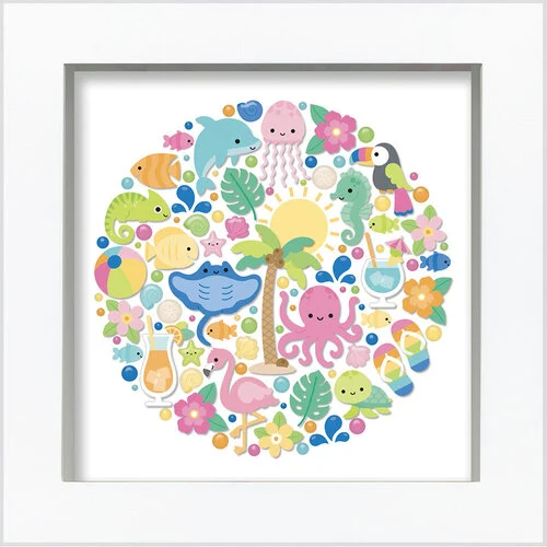Doodlebug Design - Summer Fun Collection - Shadow Box Insert Kit 2 Doodlebug Design - Summer Fun Collection - Shadow Box Insert Kit