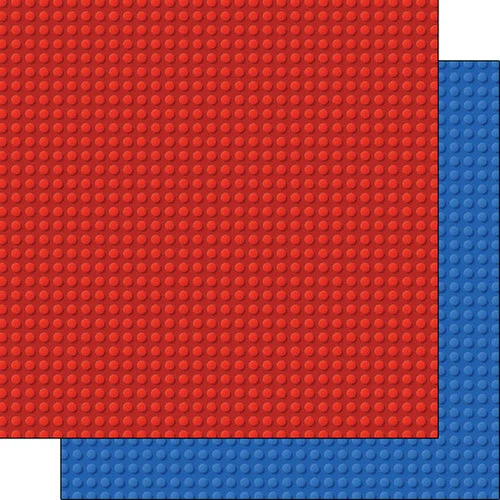 Scrapbook Customs - Building Blocks Collection - 12 x 12 Double Sided Paper - Red and Blue 1 Scrapbook Customs - Building Blocks Collection - 12 x 12 Double Sided Paper - Red and Blue