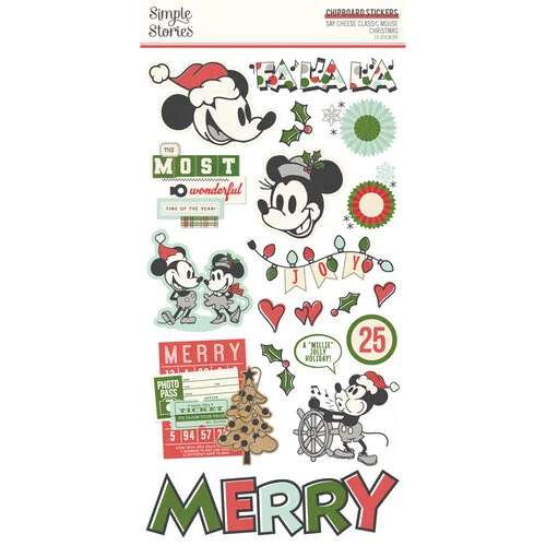 Simple Stories - Say Cheese Classic Mouse Christmas Collection - 6 x 12 Chipboard Stickers