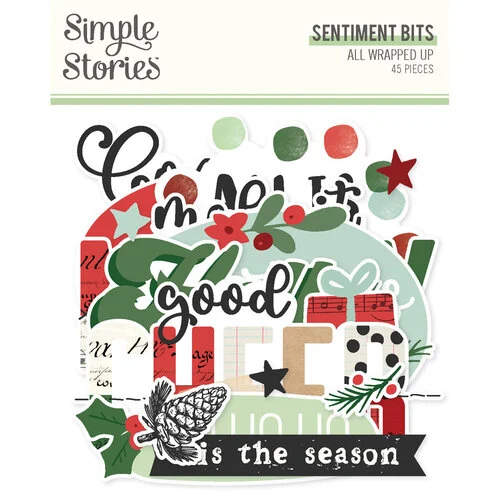Simple Stories - All Wrapped Up Collection - Ephemera - Sentiment Bits And Pieces