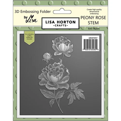 Lisa Horton Crafts - 3D Embossing Folder with Coordinating Dies - Peony Rose Stem