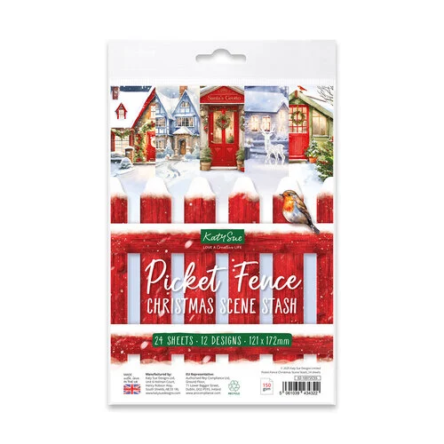 Katy Sue Designs - Paper Pack - Picket Fence Christmas Scene Stash