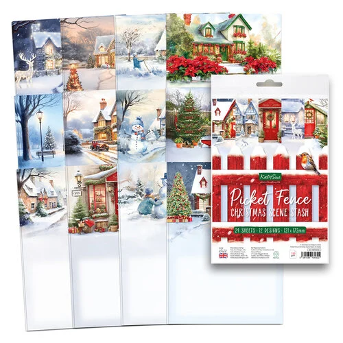 Katy Sue Designs - Paper Pack - Picket Fence Christmas Scene Stash