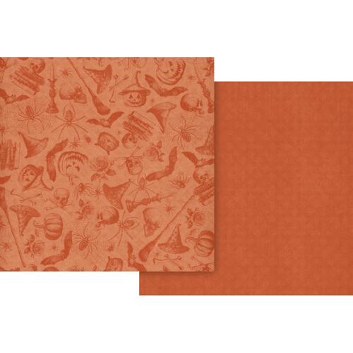 Graphic 45 - Ghostly Greetings Collection - 12 X 12 Double Sided Paper - Pumpkin Orange Pattern And Solid
