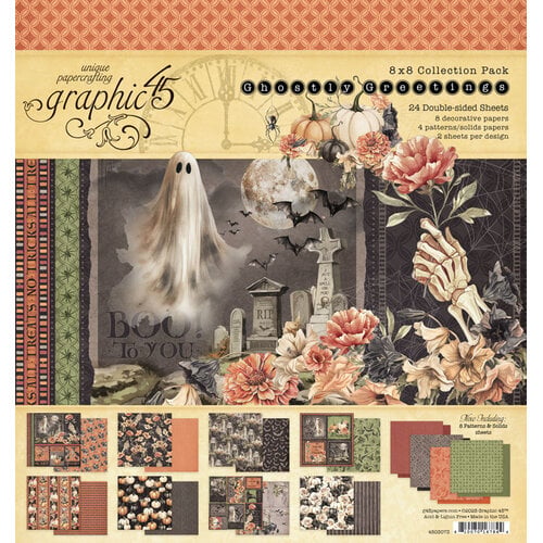 Graphic 45 - Ghostly Greetings Collection - 8 x 8 Collection Pack 1 Graphic 45 - Ghostly Greetings Collection - 8 x 8 Collection Pack