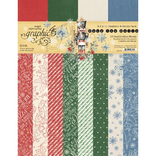 Graphic 45 - Deck The Halls Collection - 8.5 x 11 Patterns And Solids Paper Pack
