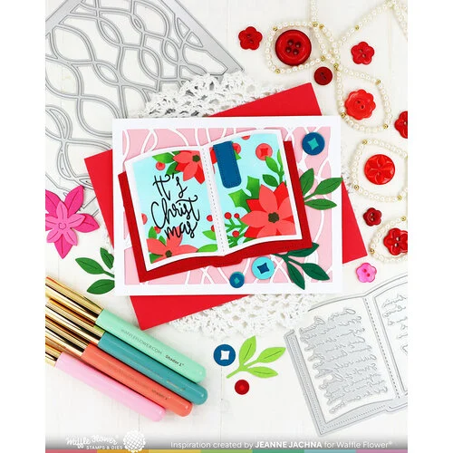 Waffle Flower Crafts - Stencils - Open Book Poinsettia