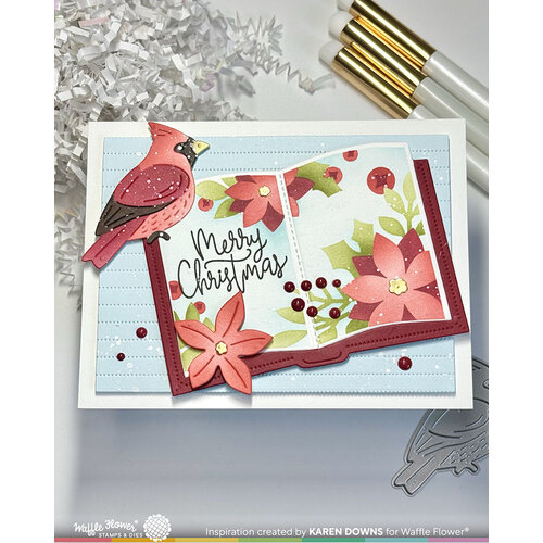 Waffle Flower Crafts - Stencils - Open Book Poinsettia