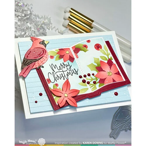 Waffle Flower Crafts - Stencils - Open Book Poinsettia