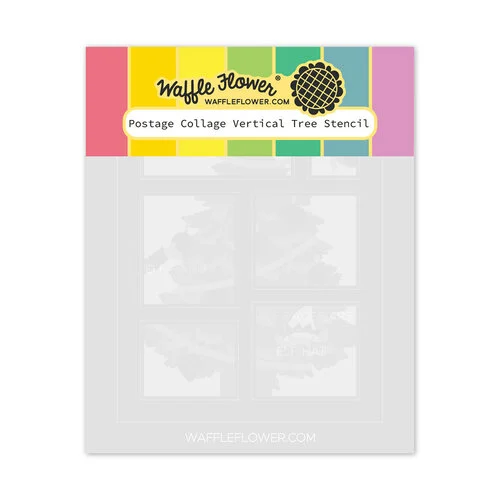 Waffle Flower Crafts - Postage Collage Collection - Stencils - Vertical Tree 1 Waffle Flower Crafts - Postage Collage Collection - Stencils - Vertical Tree