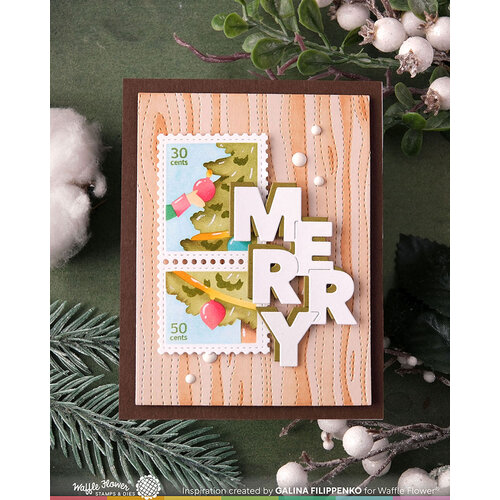 Waffle Flower Crafts - Postage Collage Collection - Stencils - Vertical Tree 2 Waffle Flower Crafts - Postage Collage Collection - Stencils - Vertical Tree