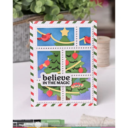 Waffle Flower Crafts - Postage Collage Collection - Stencils - Vertical Tree 7 Waffle Flower Crafts - Postage Collage Collection - Stencils - Vertical Tree