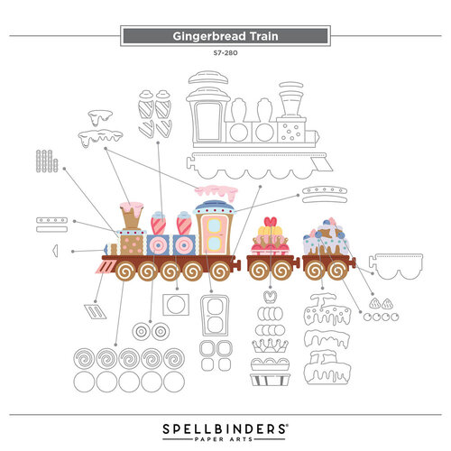 Spellbinders - Candy Christmas Collection - Etched Dies - Gingerbread Train