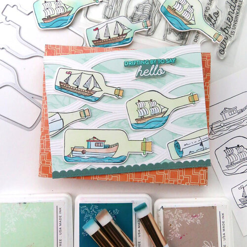Pinkfresh Studio - Whispering Views Collection - Stencils - Message In A Bottle