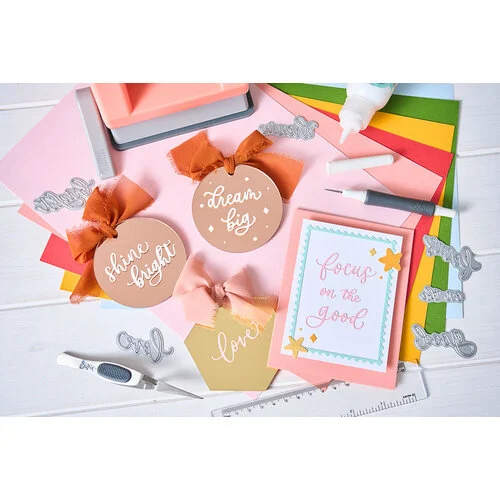 Sizzix - Letters by Shells - Thinlits Dies - Cheerful Phrases