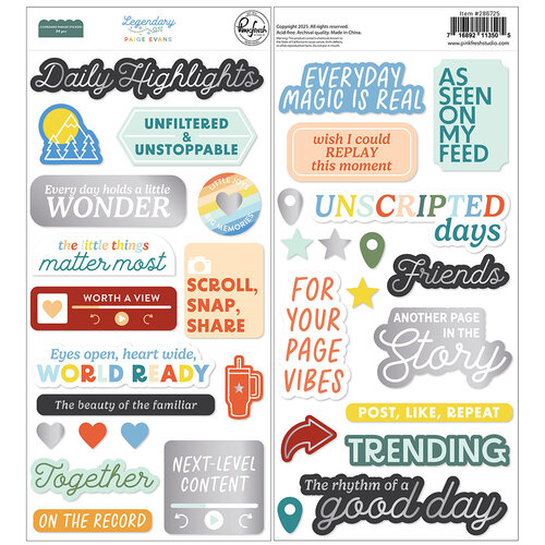 Pinkfresh Studio - Paige Evans - Legendary Collection - Chipboard Stickers - Phrase