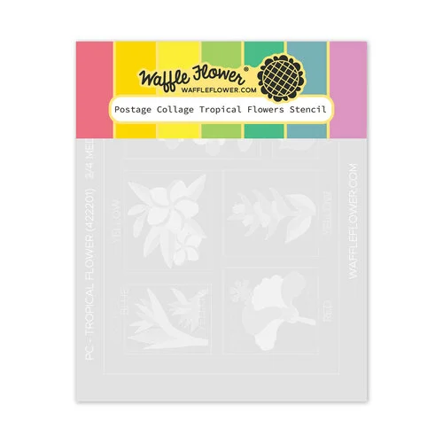 Waffle Flower Crafts - Postage Collage Collection - Stencils - Tropical Flowers 1 Waffle Flower Crafts - Postage Collage Collection - Stencils - Tropical Flowers