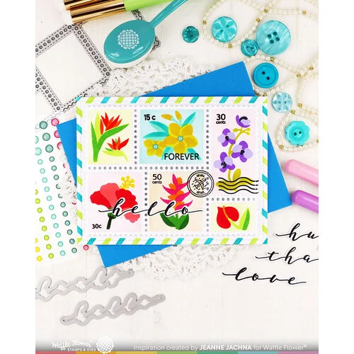 Waffle Flower Crafts - Postage Collage Collection - Stencils - Tropical Flowers 5 Waffle Flower Crafts - Postage Collage Collection - Stencils - Tropical Flowers