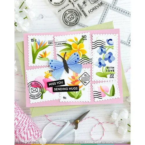 Waffle Flower Crafts - Postage Collage Collection - Stencils - Tropical Flowers 7 Waffle Flower Crafts - Postage Collage Collection - Stencils - Tropical Flowers