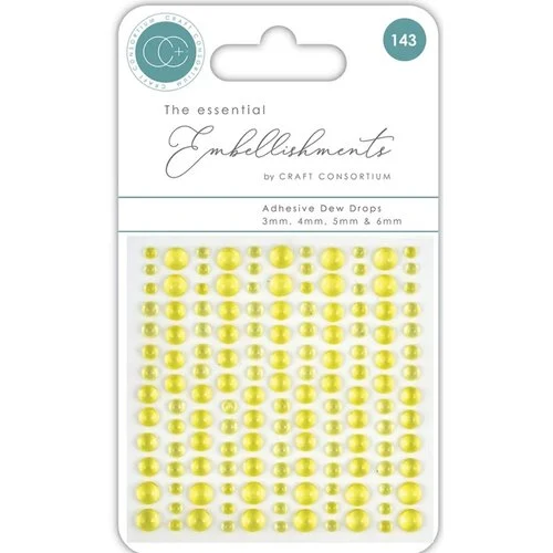 Craft Consortium - The Essential Embellishments Collection - Adhesive Dew Drops - Yellow