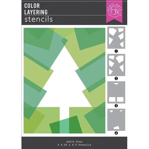 Hero Arts - Very Merry Collection - Color Layering Stencils - Tree 1 Hero Arts - Very Merry Collection - Color Layering Stencils - Tree