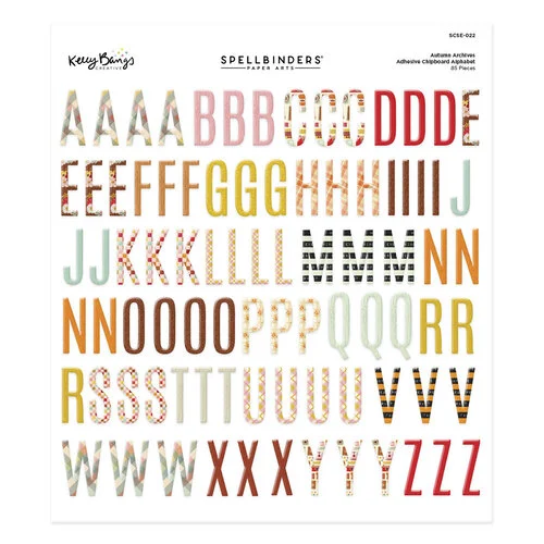 Spellbinders - Autumn Archives Collection - Chipboard Alphabet Stickers