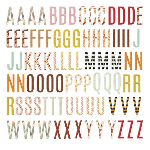 Spellbinders - Autumn Archives Collection - Chipboard Alphabet Stickers