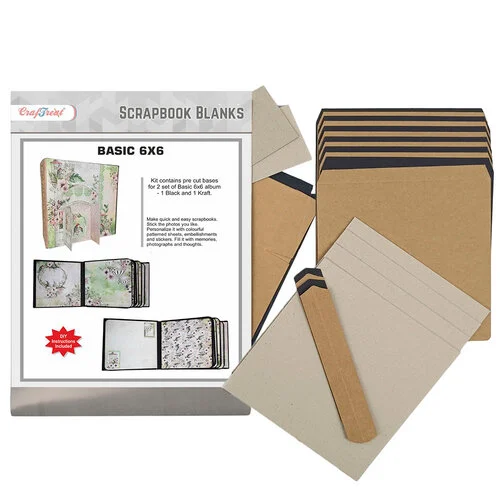 CrafTreat - Scrapbook Blanks - 6 x 6 Basic Album - Black And Kraft