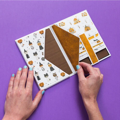 CrafTreat - Scrapbook Blanks - Quick Folio - Envelope Pocket Folio - Black, Kraft And White