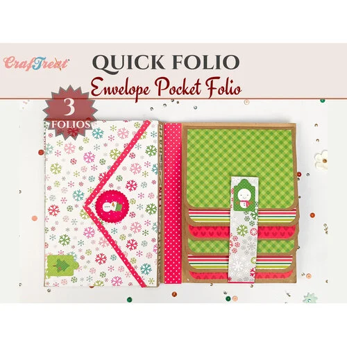CrafTreat - Scrapbook Blanks - Quick Folio - Envelope Pocket Folio - Black, Kraft And White