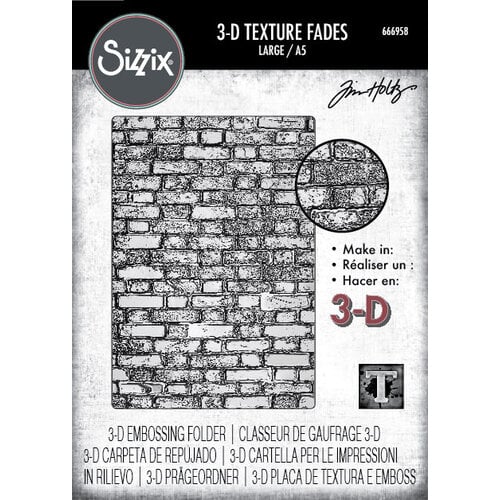 Sizzix - Tim Holtz - 3-D Texture Fades Embossing Folder - Vault Brickwork - A5 1 Sizzix - Tim Holtz - 3-D Texture Fades Embossing Folder - Vault Brickwork - A5