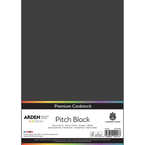 Arden Creative Studio - Premium Cardstock Collection - A4 - Pitch Black - 20 Sheets 1 Arden Creative Studio - Premium Cardstock Collection - A4 - Pitch Black - 20 Sheets