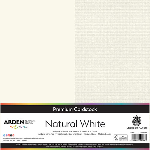 Arden Creative Studio - Premium Cardstock Collection - 12 x 12 - Natural White - 20 Sheets