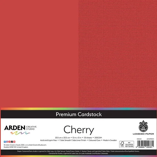 Arden Creative Studio - Premium Cardstock Collection - 12 x 12 - Cherry - 20 Sheets