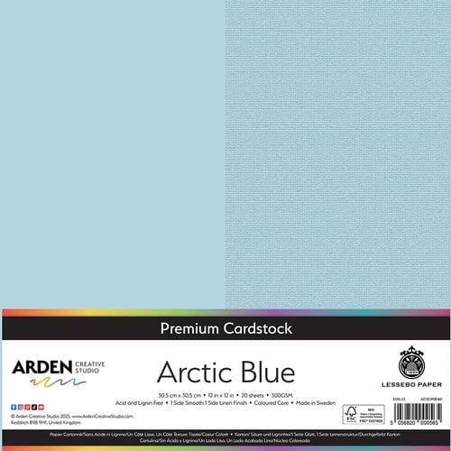 Arden Creative Studio - Premium Cardstock Collection - 12 x 12 - Arctic Blue - 20 Sheets