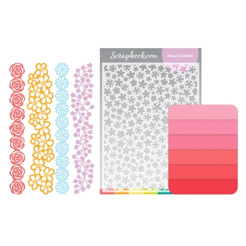 Scrapbook.com - Floral Bundle - Stencil and Dies