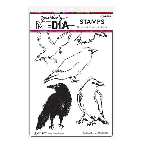Ranger Ink - Dina Wakley Media - Cling Mounted Rubber Stamps - Scribbly Ravens 1 Ranger Ink - Dina Wakley Media - Cling Mounted Rubber Stamps - Scribbly Ravens