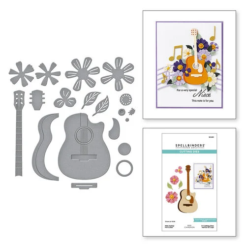 Spellbinders - Bibi's Musical Notes Collection - Etched Dies - Mini Guitar 1 Spellbinders - Bibi's Musical Notes Collection - Etched Dies - Mini Guitar