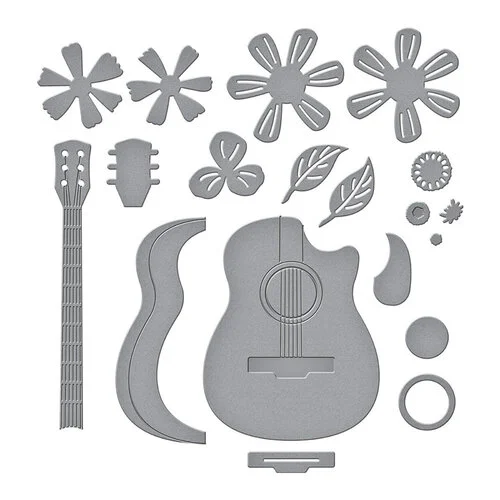 Spellbinders - Bibi's Musical Notes Collection - Etched Dies - Mini Guitar 3 Spellbinders - Bibi's Musical Notes Collection - Etched Dies - Mini Guitar