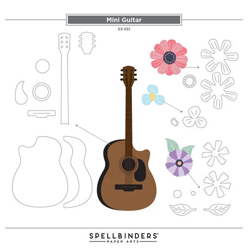 Spellbinders - Bibi's Musical Notes Collection - Etched Dies - Mini Guitar 4 Spellbinders - Bibi's Musical Notes Collection - Etched Dies - Mini Guitar