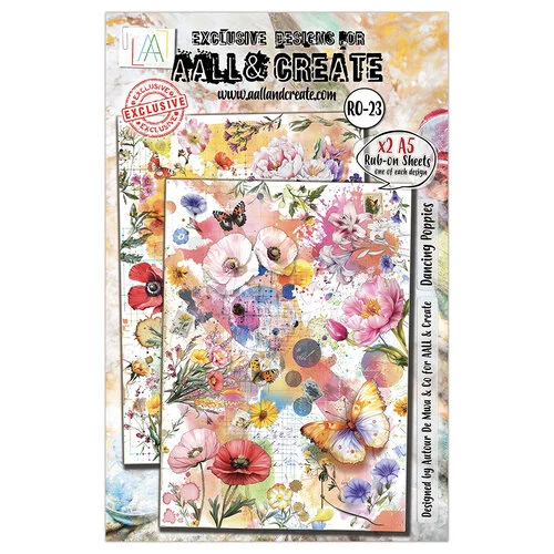 AALL and Create - Radiant Florals Collection - Rub-On Transfers - Dancing Poppies