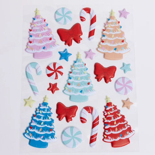 Everett Rd - Bow & Arrough Collection - Puffy Stickers - Vintage Holiday