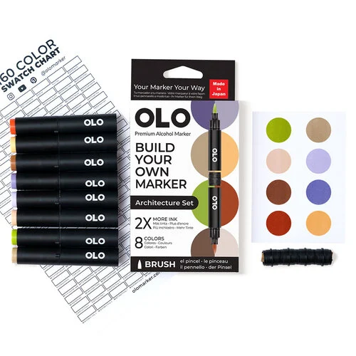 OLO - Brush Collection - 8 Color Marker Set - Architecture 4 OLO - Brush Collection - 8 Color Marker Set - Architecture