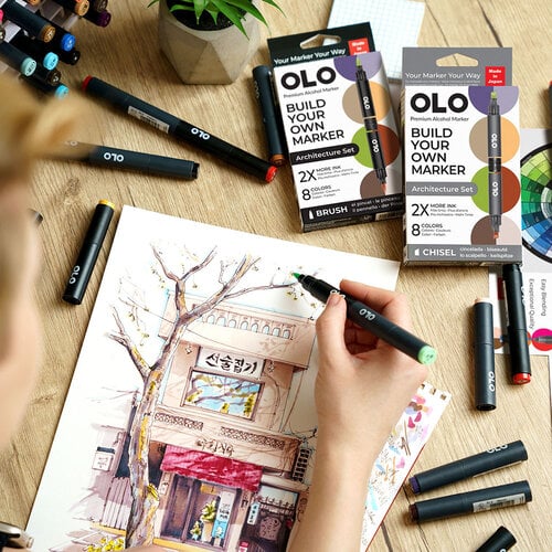 OLO - Brush Collection - 8 Color Marker Set - Architecture 6 OLO - Brush Collection - 8 Color Marker Set - Architecture