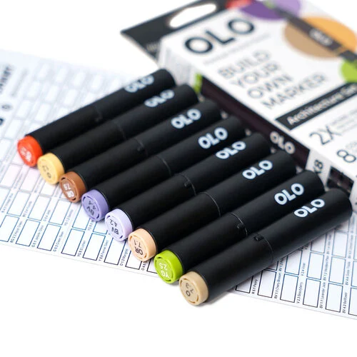 OLO - Brush Collection - 8 Color Marker Set - Architecture 8 OLO - Brush Collection - 8 Color Marker Set - Architecture