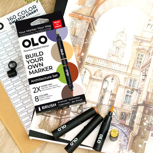 OLO - Brush Collection - 8 Color Marker Set - Architecture 9 OLO - Brush Collection - 8 Color Marker Set - Architecture