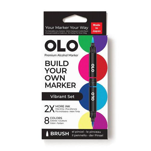 OLO - Brush Collection - 8 Color Marker Set - Vibrant